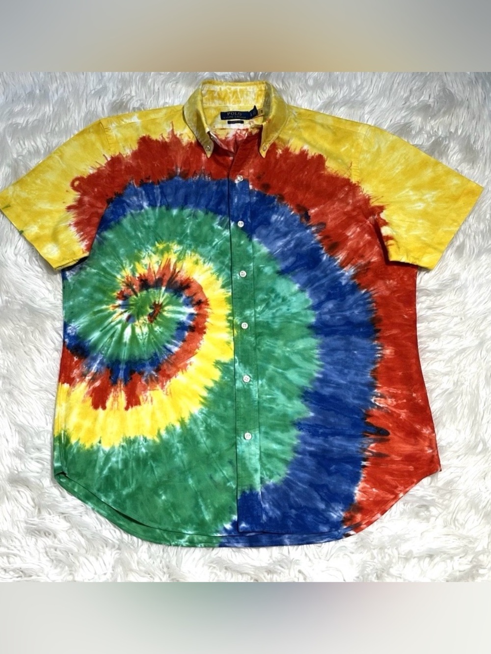 Polo by Ralph Lauren Tie-Dye Short Sleeve Button-Down Shirt - Multicolor